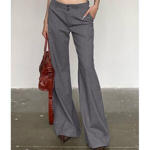 Versatile Gray Low Rise Tailored Pants